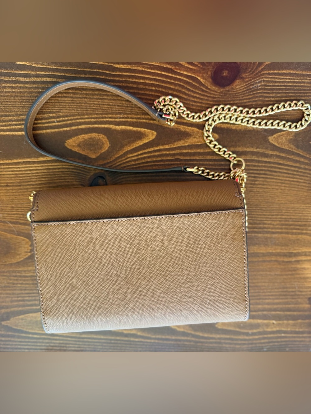 Tory Burch Tan Leather Chain Crossbody Bag Emerson Style Gold Accents - Picture 2 of 3